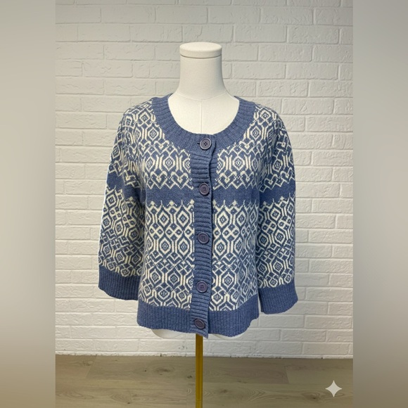 Carroll Reed 100% Lambs Wool Fair Isle Cardigan - Picture 1 of 11